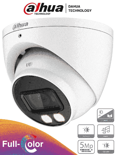 [DH-HAC-HDW1509TN-A-LED-0280B-S2] CAMARA DE SEGURIDAD DOMO FULL COLOR 5 MEGAPIXELES DAHUA 40 METROS MICROFONO 2.8M 5MP IP67