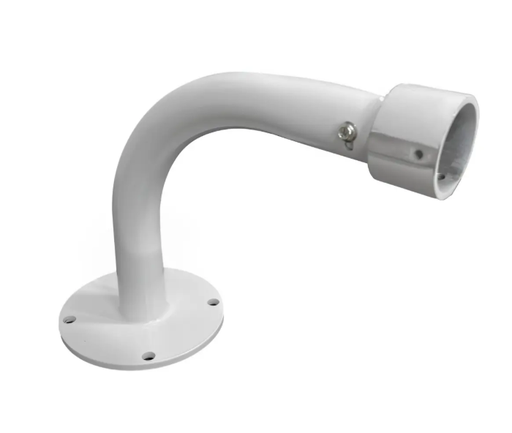 [000001774] BRAZO SOPORTE CURVO 20VM CON BUJE PARA PTZ BLANCO METALICO