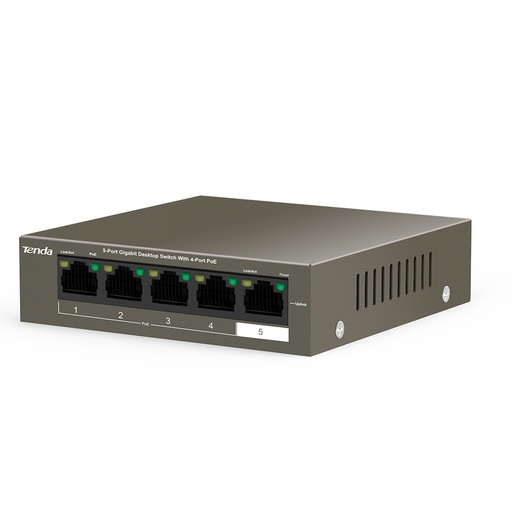 [TEG1105P-4-63W] SWITCH DE 5 PUERTOS GIGABITE CON 4 PUERTOS POE METELICO PROTECCION DE RAYOS