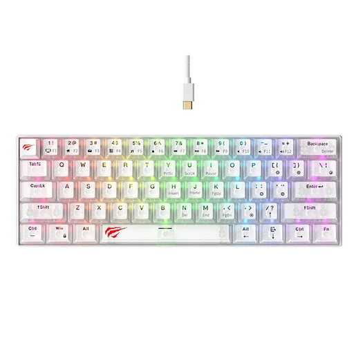 [KB903L] TECLADO MECANICO COMPACTO BLANCO CABLE TIPO C HAVIT 61 TECLAS RGB