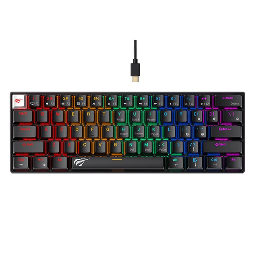 [KB903LN] TECLADO MECANICO NEGRO COMPACTO RGB 61 TECLAS ANTIGHOSTING TIPO C
