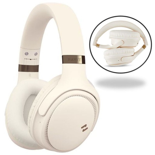 [H630BT] AUDIFONOS DIADEMA CREMA BLUETOOTH PLEGABLES CANCELACION RUIDO PRO CREMA TIPO C