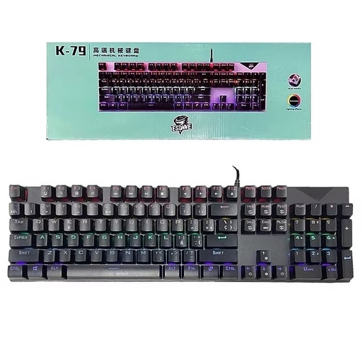 [K-79] TECLADO GAMER MECANICO CON NUMERICO RGB MULTICOLOR RESISTENTE USB ABS
