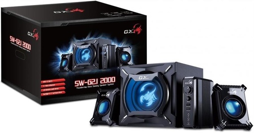 [SW-G2.1-2000] PARLANTES BAFLES GAMER GENIUS AZUL RGB 45W 3,5MM RCA SONIDO NITIDO BAJO MADERA