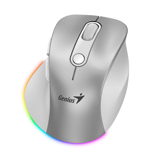 [9000SPro] MOUSE GENIUES ERGO 9000S PRO PLATEADO BLUETOOTH Y 2,4GHZ INALAMBRICO RECARGABLE RGB 2400DPI