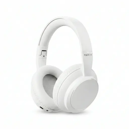 [H619BT] AUDIFONOS DIADEMAS BLUETOOTH BLANCOS HAVIT RECARGABLES TIPO C 