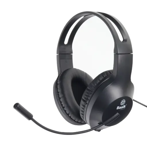 [BSK-20U] DIADEMA AUDIFONOS USB CON MICROFONO NEGRO CUERINA 