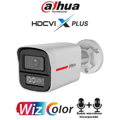 [DH-HAC-HFW1549XN-IL-A-PRO] CAMARA DE SEGURIDAD DAHUA 5MP 5 MEGAPIXELES WIZCOLOR BALA IA 50M MICROFONO 