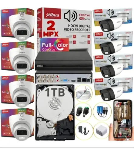 [kit88] KIT DE 8 CAMARAS DE SEGURIDAD 1080P DAHUA CCTV FULL COLOR
