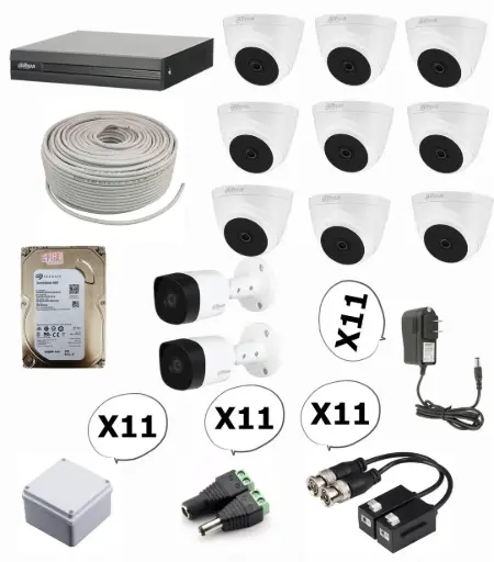 [kit11] KIT DE 11 CAMARAS DE SEGURIDAD 1080P DAHUA CCTV + BALA