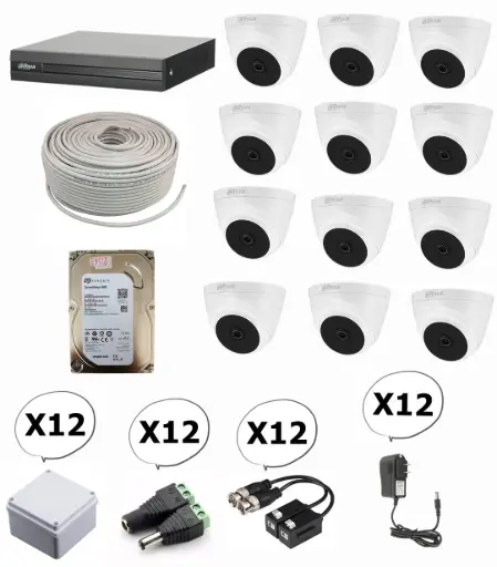 [kit122] KIT DE 12 CAMARAS DE SEGURIDAD 1080P DAHUA CCTV FULL HD