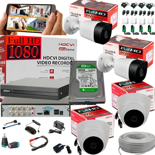 [KIT5MP-4] KIT DE 4 CAMARAS DE SEGURIDAD 5MP ULTRA HD DAHUA CCTV + BALA
