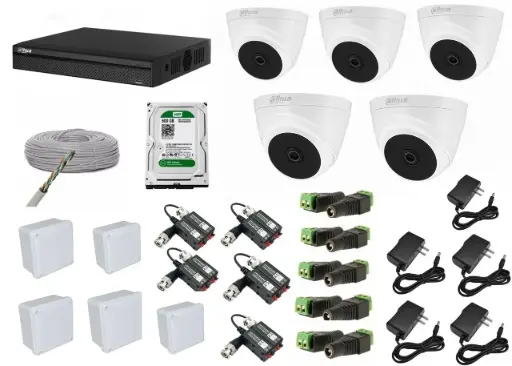 [kit5mp-55] KIT DE 5 CAMARAS DE SEGURIDAD 5MP DAHUA CCTV COMPLETO 