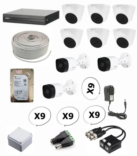 [kit5mp-99] KIT DE 9 CAMARAS DE SEGURIDAD 5MP ULTRA HD DAHUA CCTV + BALA 