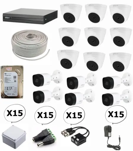 [kit5mp-16] KIT DE 16 CAMARAS DE SEGURIDAD 5MP DAHUA CCTV + BALA  ULTRA HD 5 MEGAPIXELES