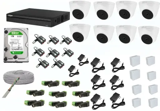 [kit888] KIT DE 8 CAMARAS DE SEGURIDAD 1080P DAHUA CCTV DOMOS