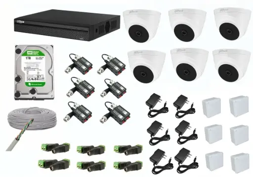 [kit666] KIT DE 6 CAMARAS DE SEGURIDAD DOMO 1080P DAHUA CCTV 