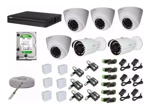 [kit6-2] KIT DE 6 CAMARAS DE SEGURIDAD DOMO Y BALA 1080P DAHUA CCTV 